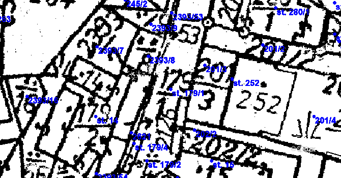 Parcela st. 179/1 v KÚ Senožaty, Katastrální mapa
