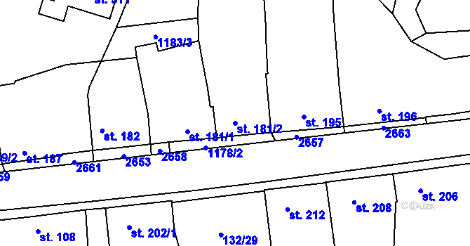 Parcela st. 181/2 v KÚ Senožaty, Katastrální mapa