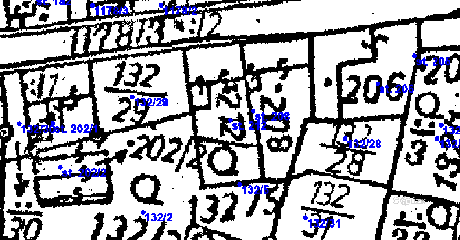 Parcela st. 212 v KÚ Senožaty, Katastrální mapa