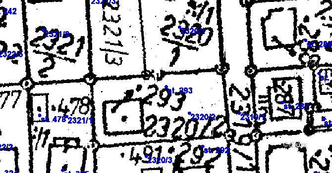 Parcela st. 293 v KÚ Senožaty, Katastrální mapa