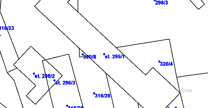 Parcela st. 295/1 v KÚ Senožaty, Katastrální mapa