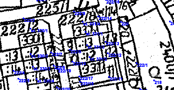 Parcela st. 331/3 v KÚ Senožaty, Katastrální mapa