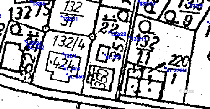 Parcela st. 351 v KÚ Senožaty, Katastrální mapa