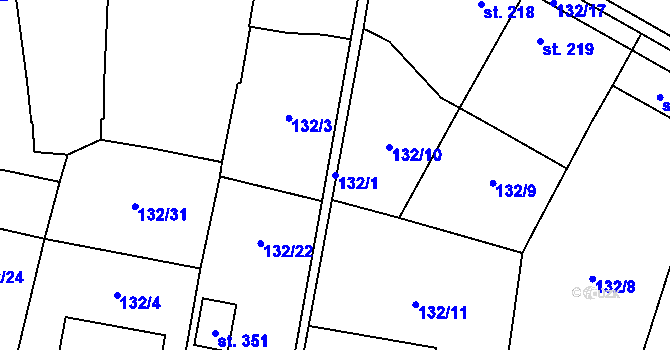 Parcela st. 132/1 v KÚ Senožaty, Katastrální mapa