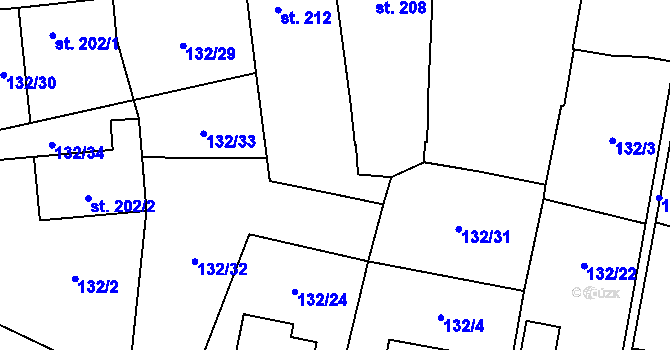 Parcela st. 132/5 v KÚ Senožaty, Katastrální mapa