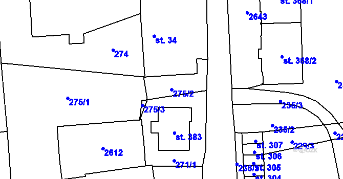 Parcela st. 275/2 v KÚ Senožaty, Katastrální mapa