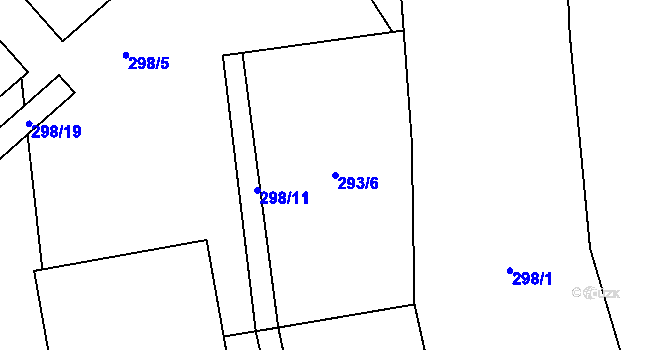 Parcela st. 293/6 v KÚ Senožaty, Katastrální mapa