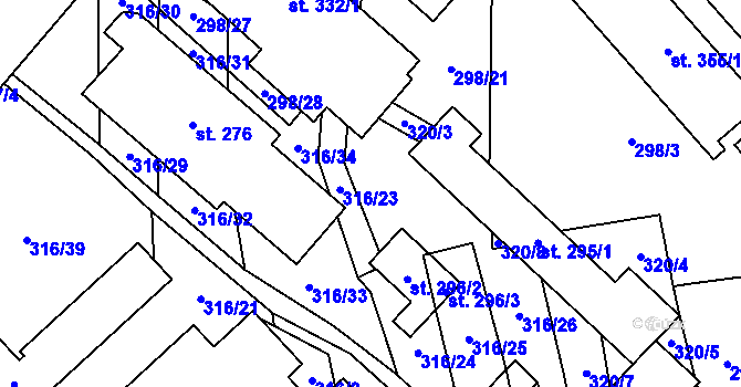 Parcela st. 320/1 v KÚ Senožaty, Katastrální mapa