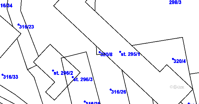 Parcela st. 320/8 v KÚ Senožaty, Katastrální mapa