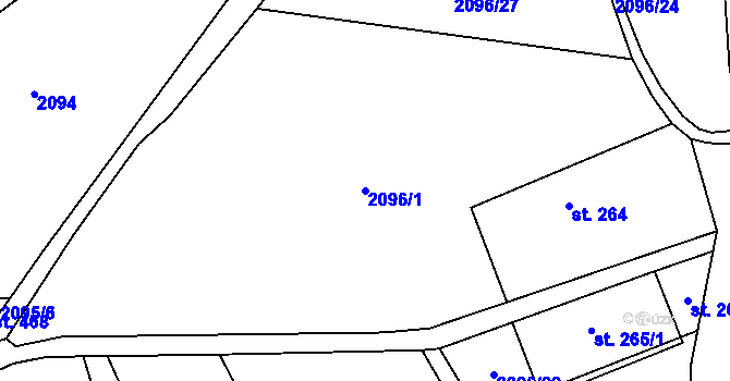 Parcela st. 2096/1 v KÚ Senožaty, Katastrální mapa