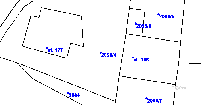 Parcela st. 2096/4 v KÚ Senožaty, Katastrální mapa