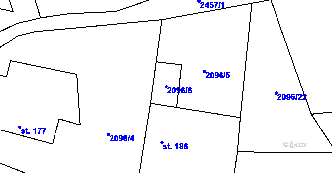 Parcela st. 2096/6 v KÚ Senožaty, Katastrální mapa