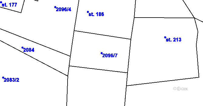 Parcela st. 2096/7 v KÚ Senožaty, Katastrální mapa