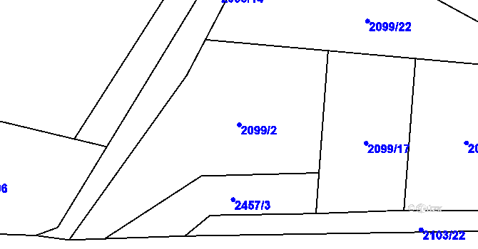 Parcela st. 2099/2 v KÚ Senožaty, Katastrální mapa
