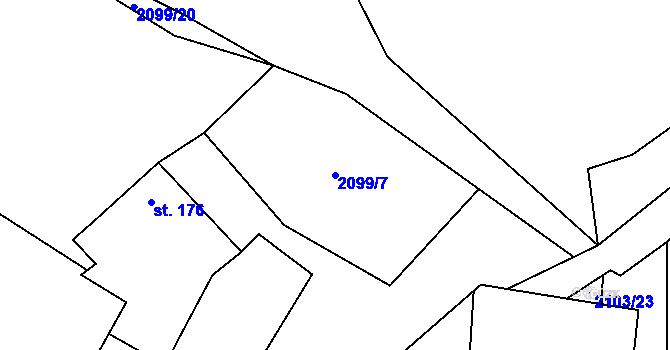 Parcela st. 2099/7 v KÚ Senožaty, Katastrální mapa