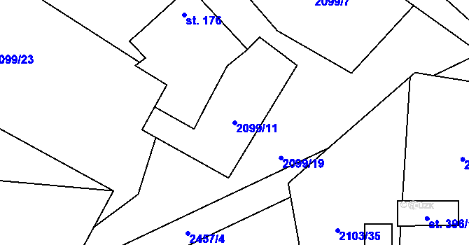 Parcela st. 2099/11 v KÚ Senožaty, Katastrální mapa