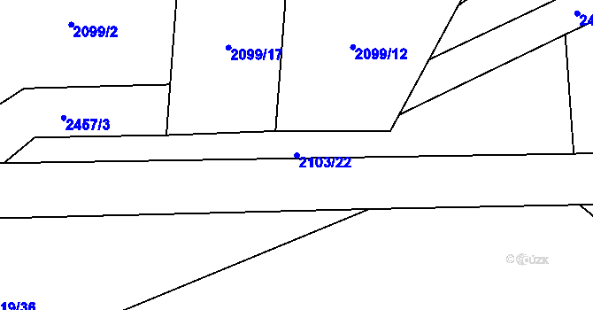 Parcela st. 2103/22 v KÚ Senožaty, Katastrální mapa