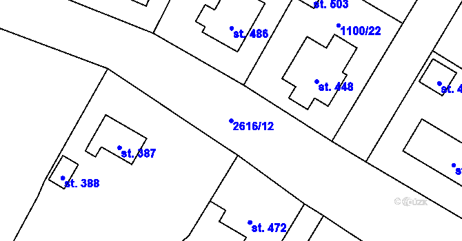 Parcela st. 2616/12 v KÚ Senožaty, Katastrální mapa