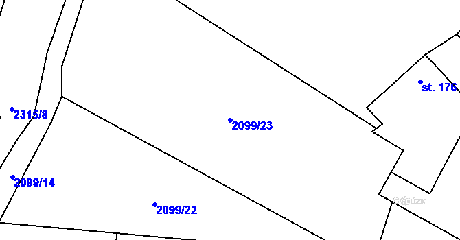 Parcela st. 2099/23 v KÚ Senožaty, Katastrální mapa