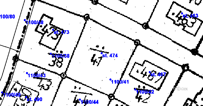 Parcela st. 474 v KÚ Senožaty, Katastrální mapa