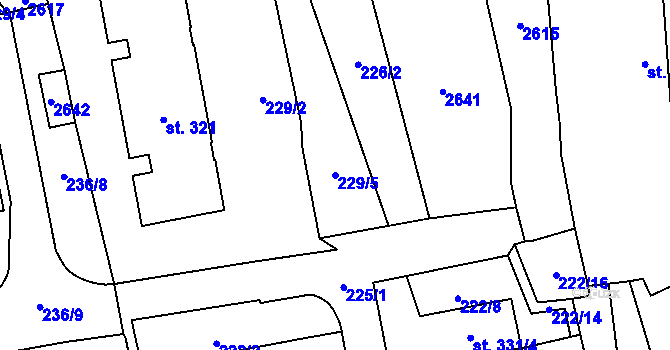 Parcela st. 229/5 v KÚ Senožaty, Katastrální mapa