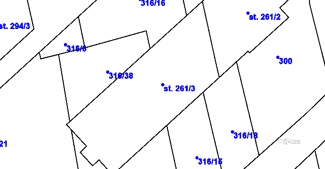 Parcela st. 261/3 v KÚ Senožaty, Katastrální mapa