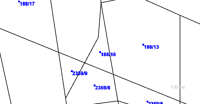 Parcela st. 188/16 v KÚ Senožaty, Katastrální mapa