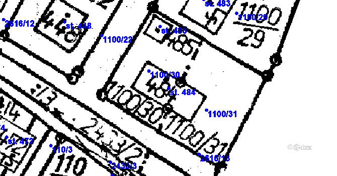 Parcela st. 484 v KÚ Senožaty, Katastrální mapa