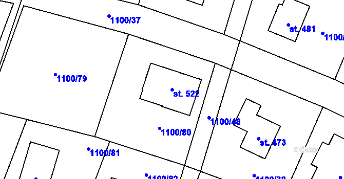 Parcela st. 522 v KÚ Senožaty, Katastrální mapa