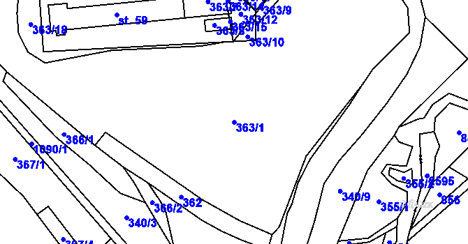 Parcela st. 363/1 v KÚ Syrov, Katastrální mapa