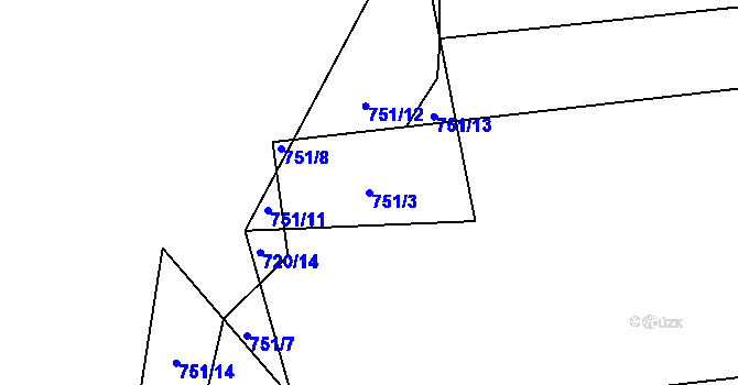 Parcela st. 751/3 v KÚ Syrov, Katastrální mapa