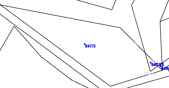 Parcela st. 847/3 v KÚ Syrov, Katastrální mapa