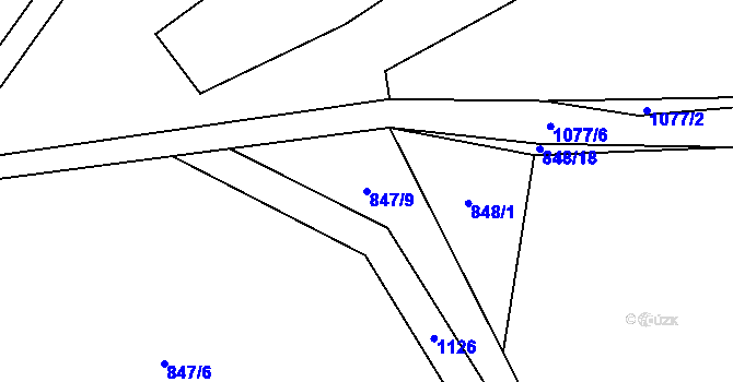 Parcela st. 847/9 v KÚ Syrov, Katastrální mapa