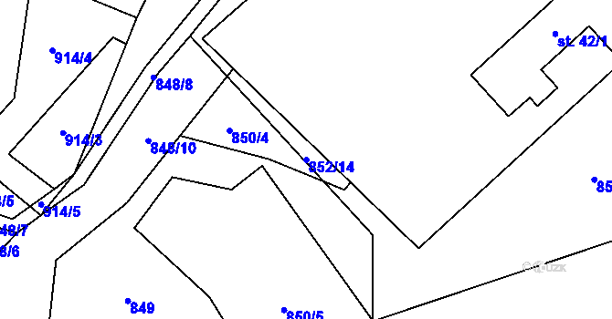 Parcela st. 852/14 v KÚ Syrov, Katastrální mapa