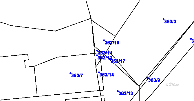 Parcela st. 363/11 v KÚ Syrov, Katastrální mapa
