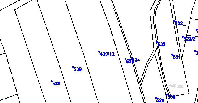 Parcela st. 409/12 v KÚ Syrov, Katastrální mapa