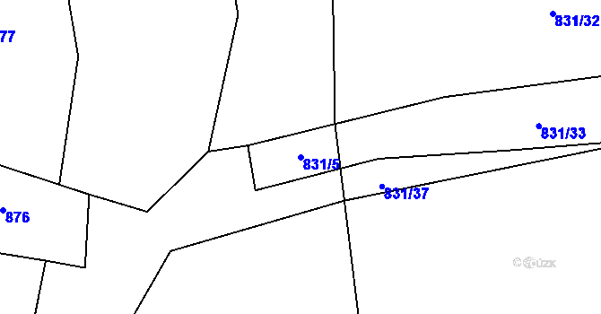 Parcela st. 831/5 v KÚ Syrov, Katastrální mapa