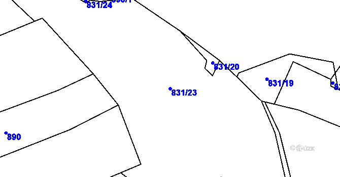 Parcela st. 831/23 v KÚ Syrov, Katastrální mapa