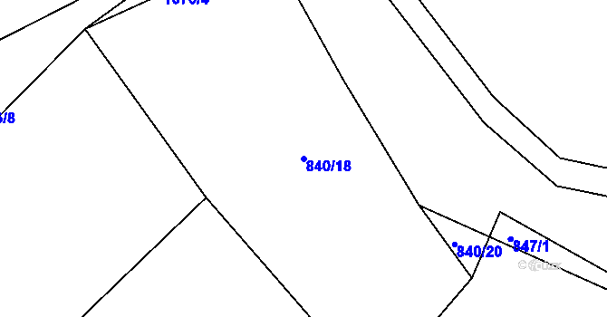 Parcela st. 840/18 v KÚ Syrov, Katastrální mapa