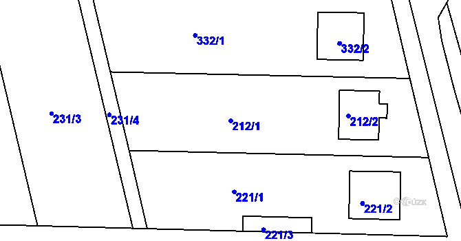 Parcela st. 212/1 v KÚ Sentice, Katastrální mapa