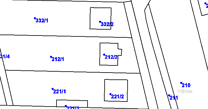 Parcela st. 212/2 v KÚ Sentice, Katastrální mapa