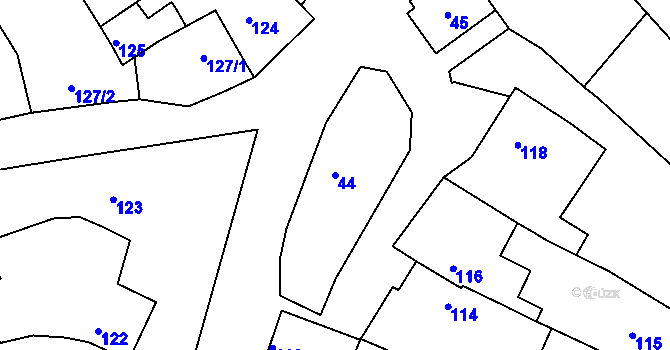 Parcela st. 44 v KÚ Sentice, Katastrální mapa