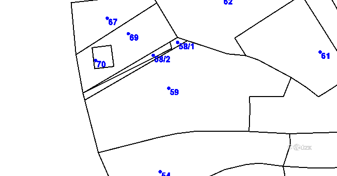 Parcela st. 59 v KÚ Sentice, Katastrální mapa