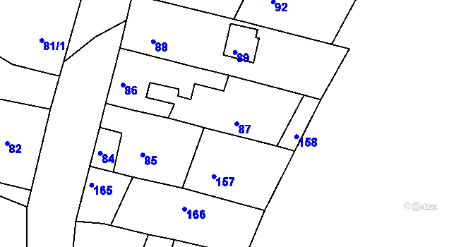 Parcela st. 87 v KÚ Sentice, Katastrální mapa