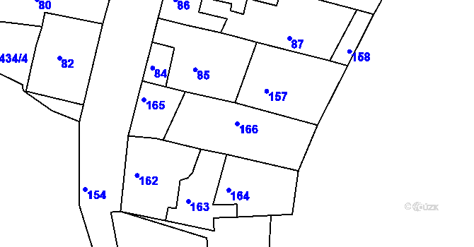 Parcela st. 166 v KÚ Sentice, Katastrální mapa