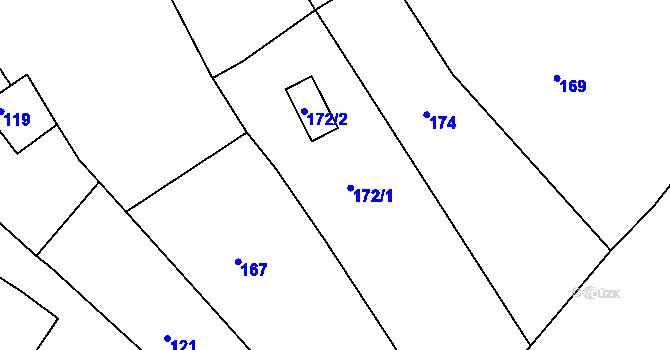 Parcela st. 172 v KÚ Sentice, Katastrální mapa