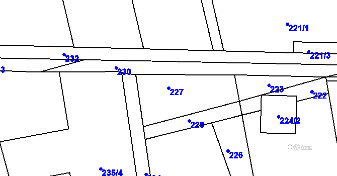 Parcela st. 227 v KÚ Sentice, Katastrální mapa