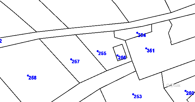 Parcela st. 255 v KÚ Sentice, Katastrální mapa