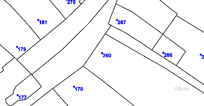 Parcela st. 260 v KÚ Sentice, Katastrální mapa