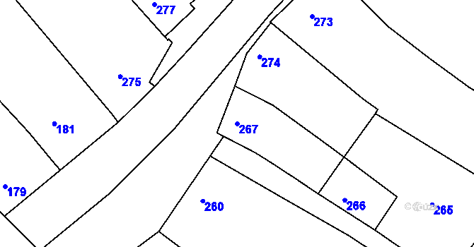 Parcela st. 267 v KÚ Sentice, Katastrální mapa